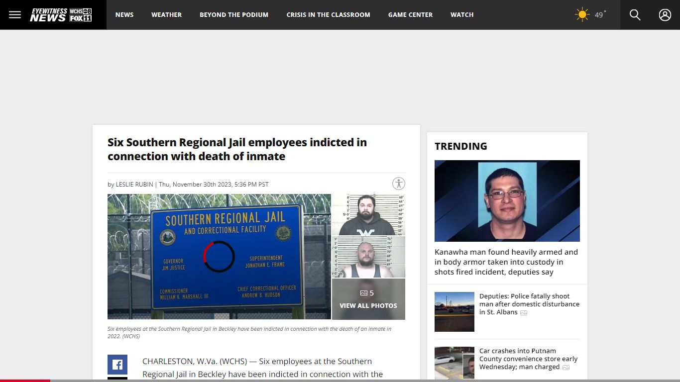 Six Southern Regional Jail employees indicted in connection with death ...